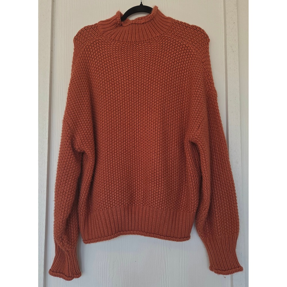 Chunky Knit Mock Neck Sweater‎ Sz M Cozy Fall Cottage Winter Retro Indie Granola